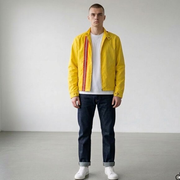 Bonner Other - Vintage 1970's Yellow Striped Nylon Light Weight Drag Racing Jacket Men's Large